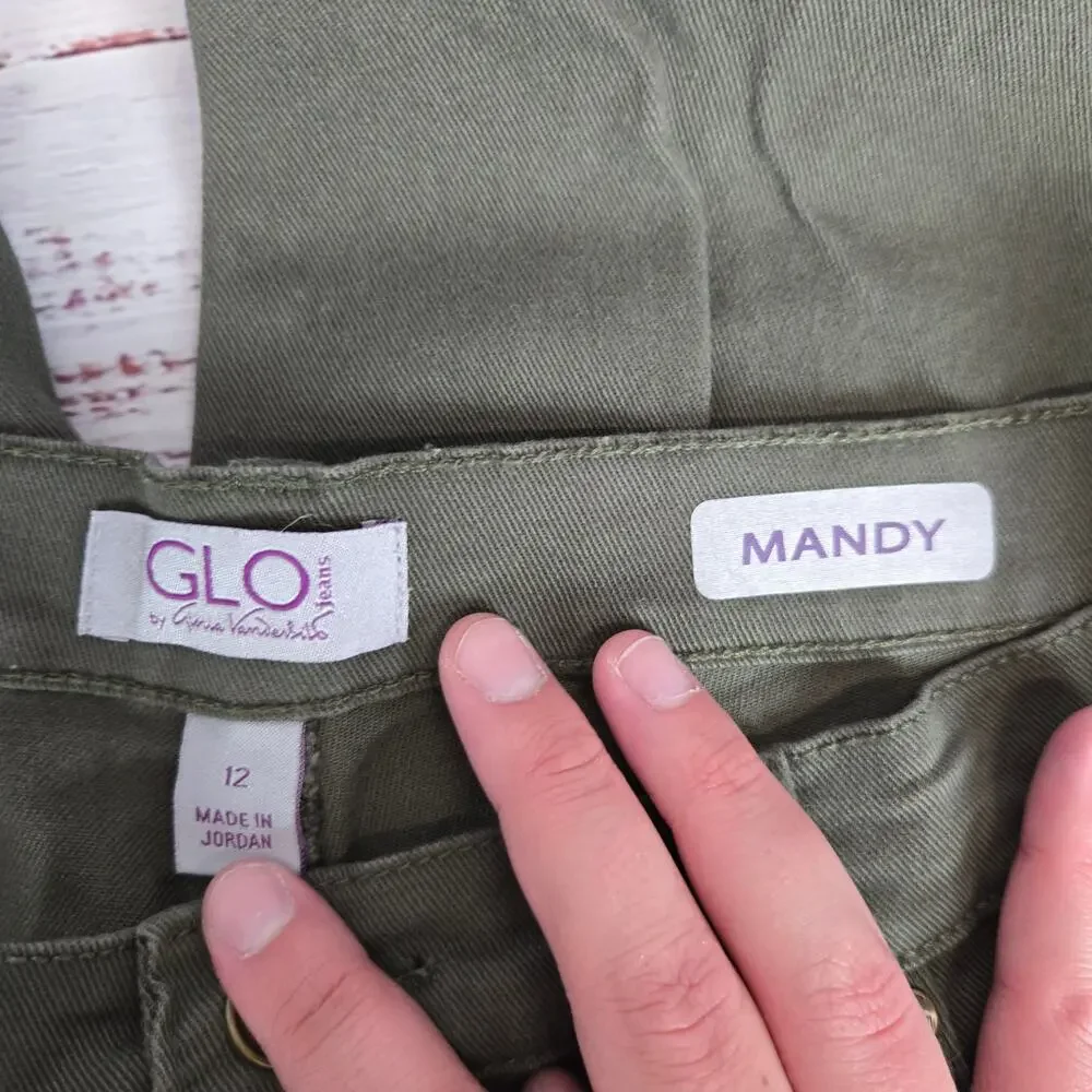 GLO Womens Military Green Mandy Jeans 12 Neutral Earthy Minimalist Basic Casual